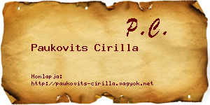 Paukovits Cirilla névjegykártya